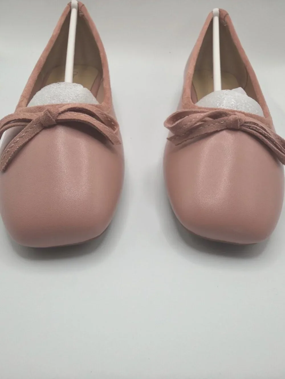 C. Paravano Pink Leather Bowknot Ballet Flats Square Toe, Size 5.5 NIB